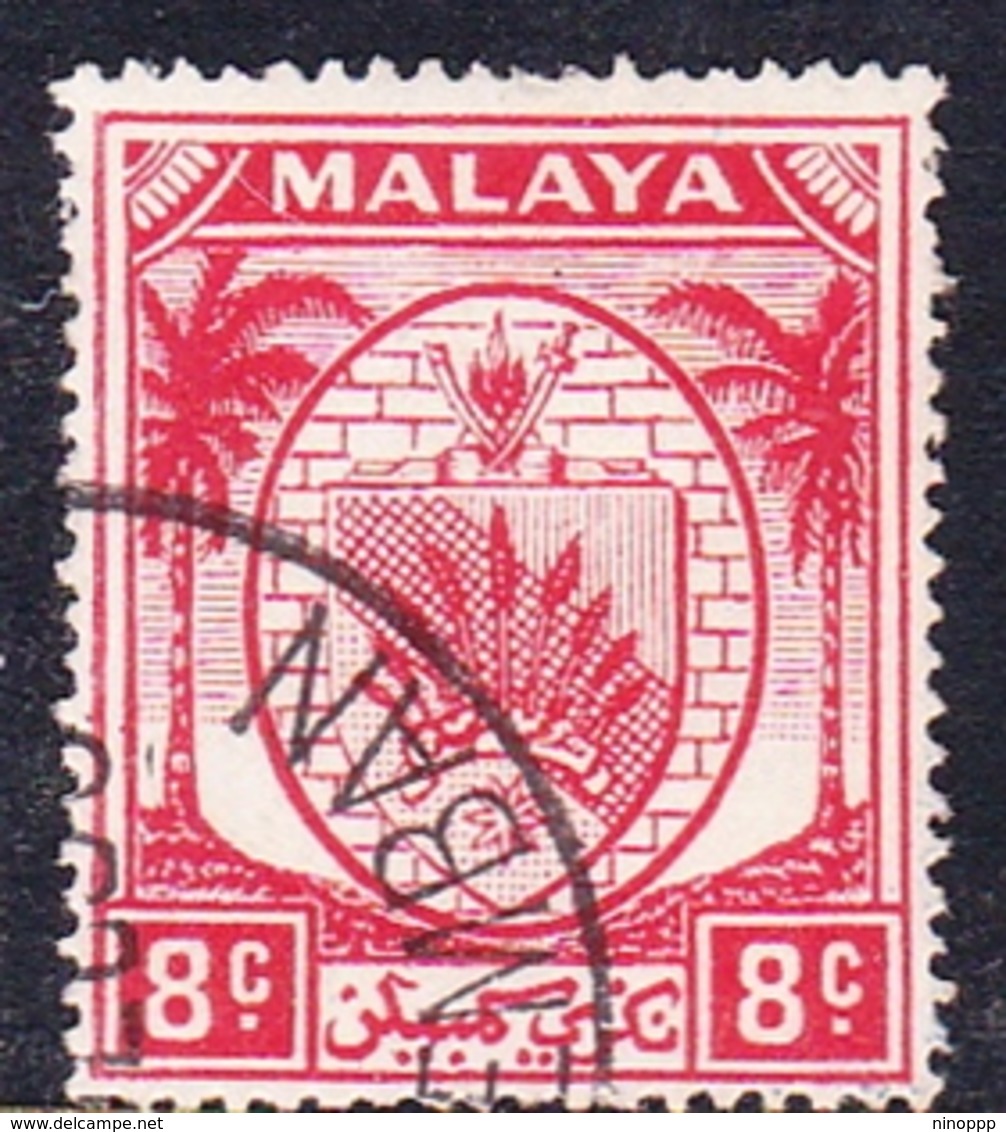 Malaysia-Negri Sembilan SG 48 1949 Arms, 8c Scarlet, Used - Negri Sembilan
