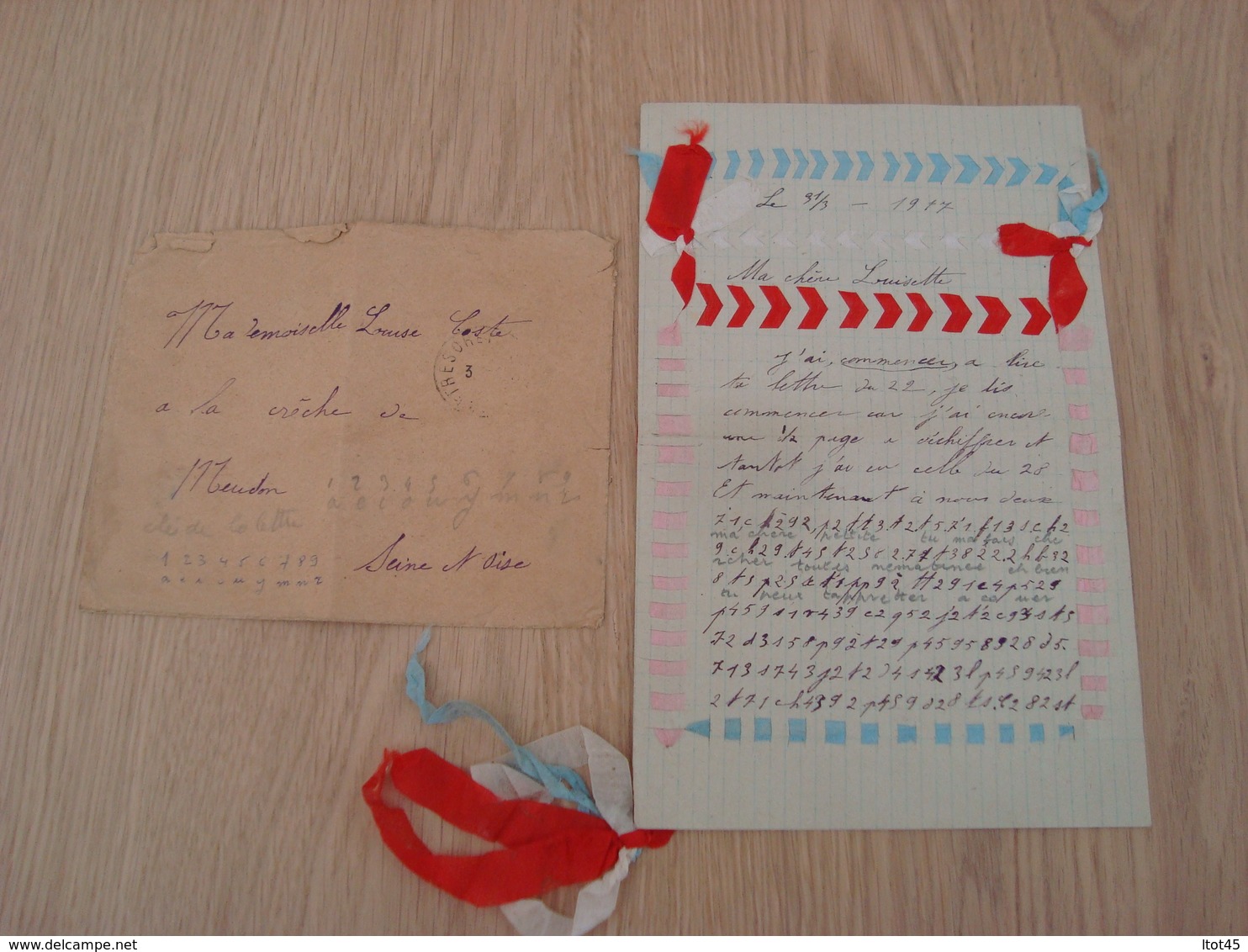 LETTRE + ENVELOPPE 31 MARS 1917 LETTRE CODEE - Documents Historiques