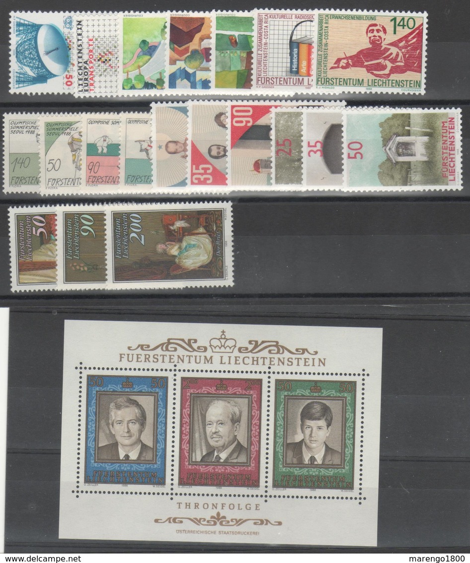 Liechtenstein 1988 - Annata 20 V.+1 Bf.      (g5309) - Volledige Jaargang