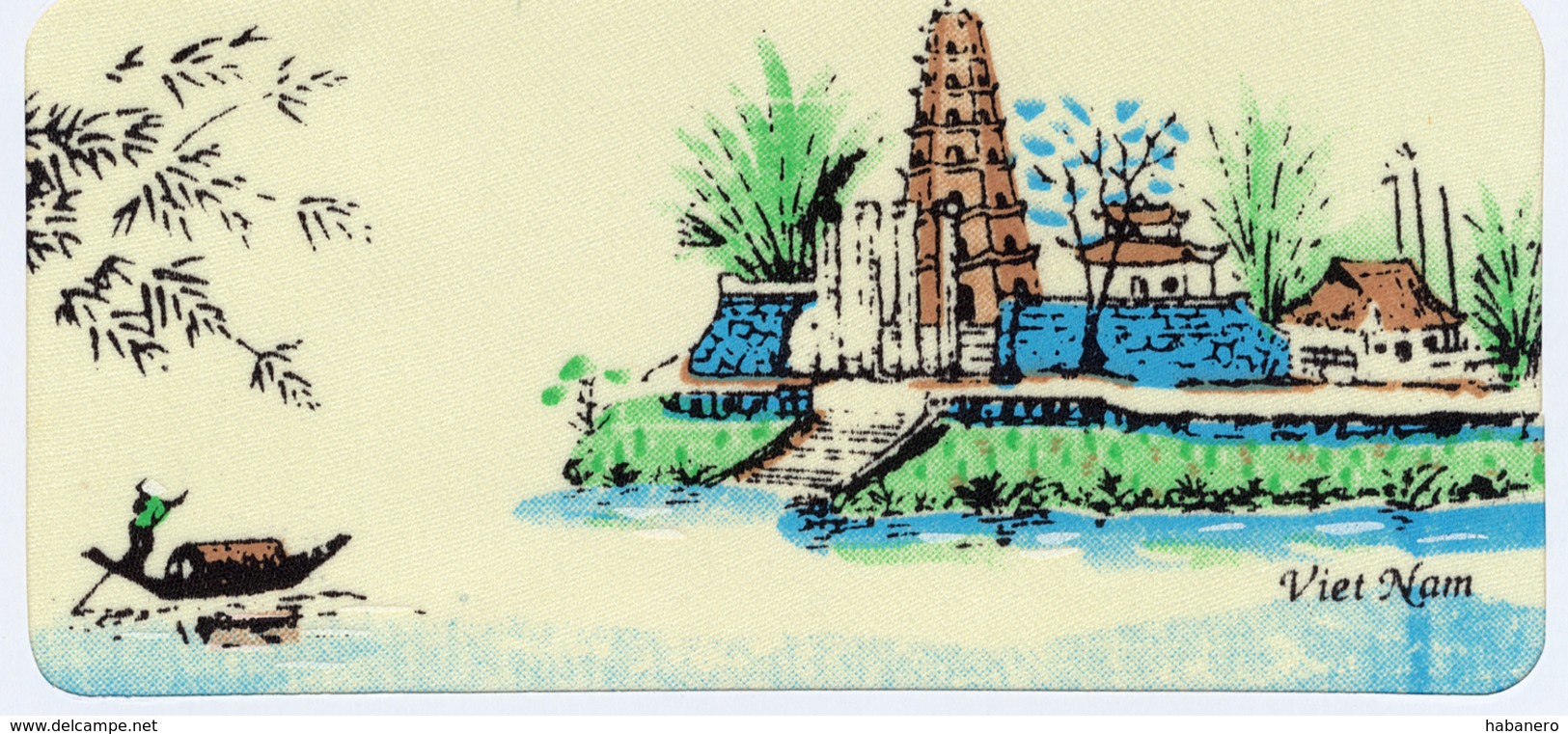 5 Pcs Of Vietnamese Print On Textile With Envelopes - Art Oriental