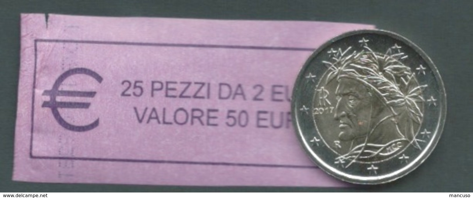 ITALIA  2017 - ROLL  2 EURO  DANTE  ORIGINALE ZECCA - DATA VISIBILE - FDC - Rollen