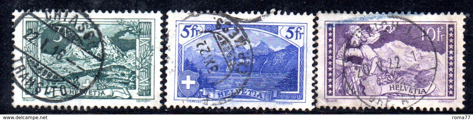 586 490 - SVIZZERA 1914 , Unificato Usato N. 142/144 - Used Stamps