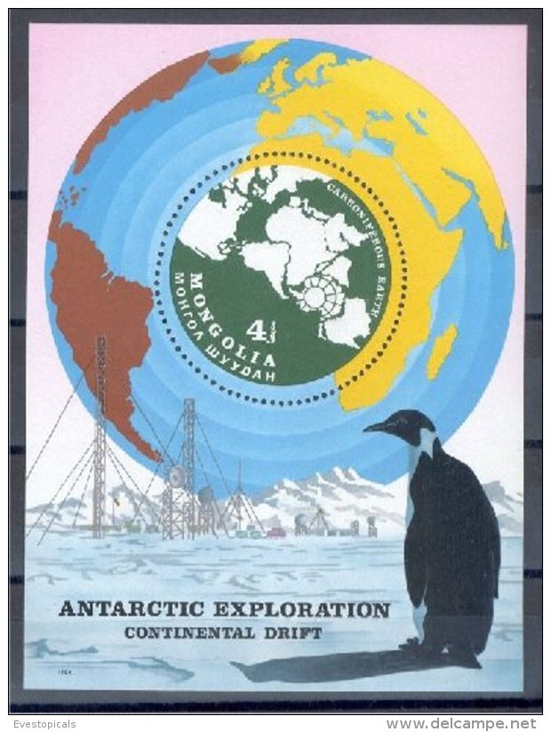 MONGOLIA, SOUVENIR SHEET, ANTARCTIC EXPLORATION, 1980 - Research Programs