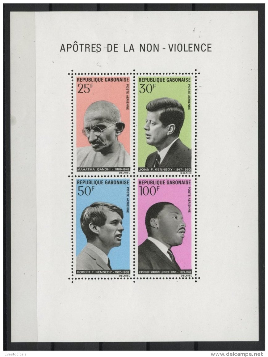 GABON, SOUVENIR SHEET 1969, VICTIMS OF ASSASSINATIONS MNH - Neufs