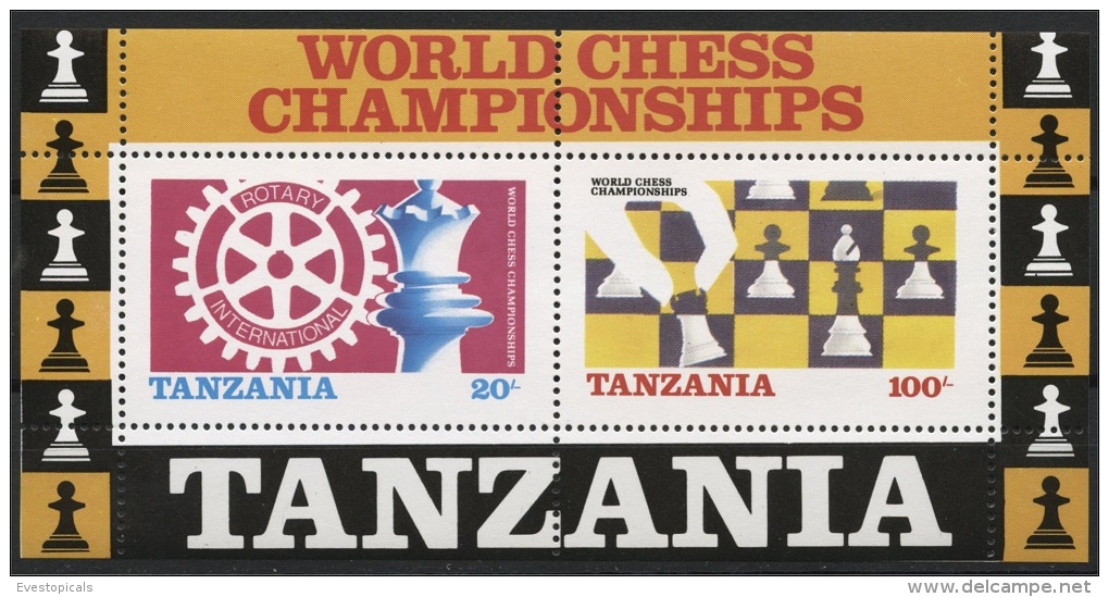 TANZANIA SOUVENIR SHEET CHESS MNH - Echecs