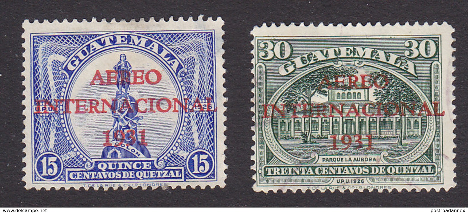 Guatemala, Scott #C15-C16, Used, Monument To Columbus And Aurora Park Overprinted, Issued 1931 - Guatemala