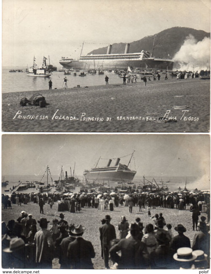 2 Cartes Photos - Naufrage - Principessa Iolanda - Principio Di Sbandamento - RIVA-TRIGOSO (Italie)  (106646) - Steamers