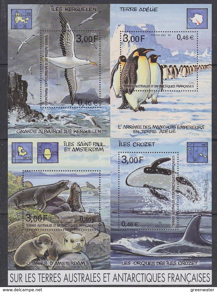 TAAF 2001 Sur Les Terres Australes Et Antarctiques Françaises M/s ** Mnh (39089) - Blokken & Velletjes