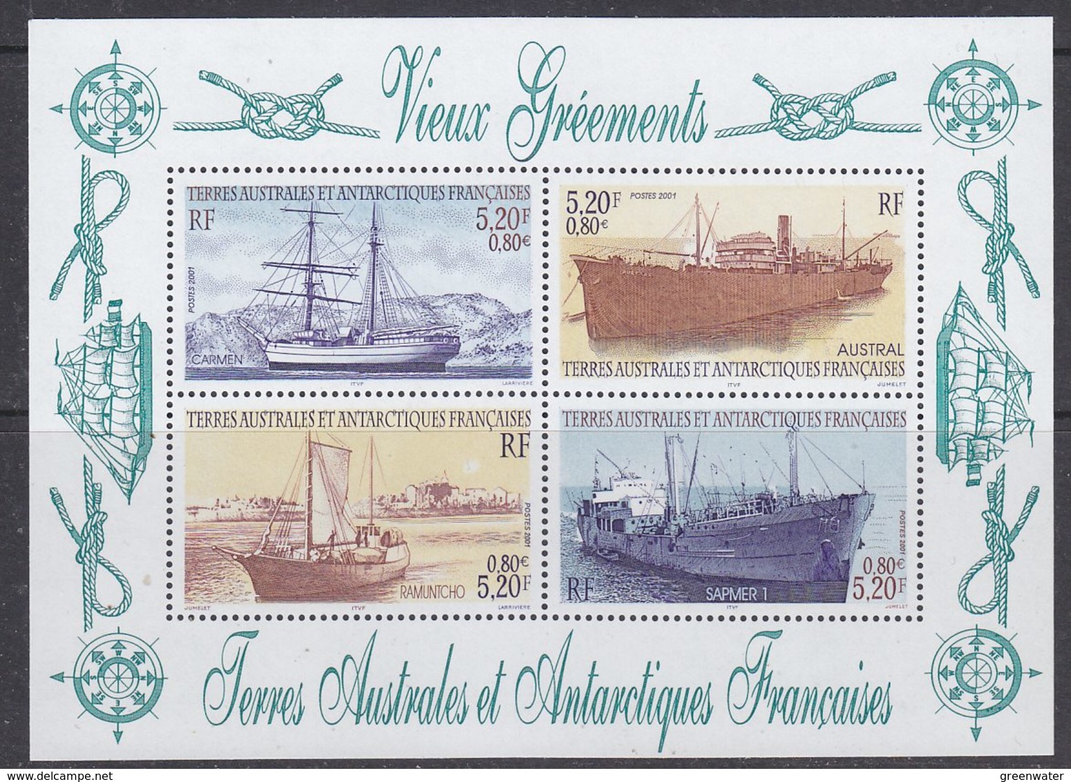 TAAF 2001 Vieux Gréements / Ships M/s ** Mnh (39089A) - Blokken & Velletjes