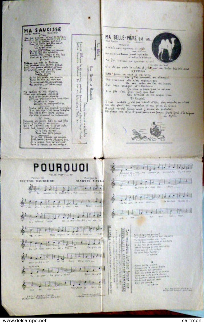 EROTISME GALANTERIES CHANSONS EROTIQUES ET LESTES DE 1900  MA SAUCISSE ELLE FAISAIT PIPI  MON PIED - Partituren