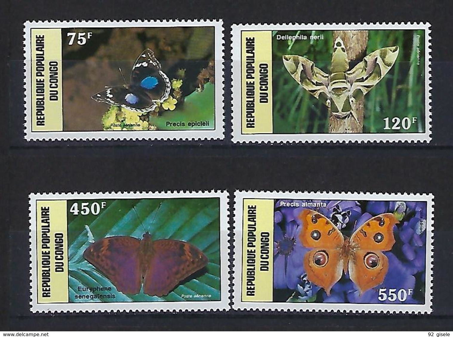 Congo Aerien YT 371 à 374 (PA) " Papillons " 1987 Neuf** - Neufs