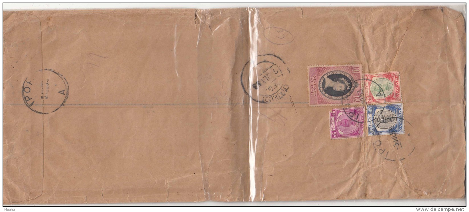 Long Registered Airmail Cover From Ipoh Perak 1953 Used - Perak