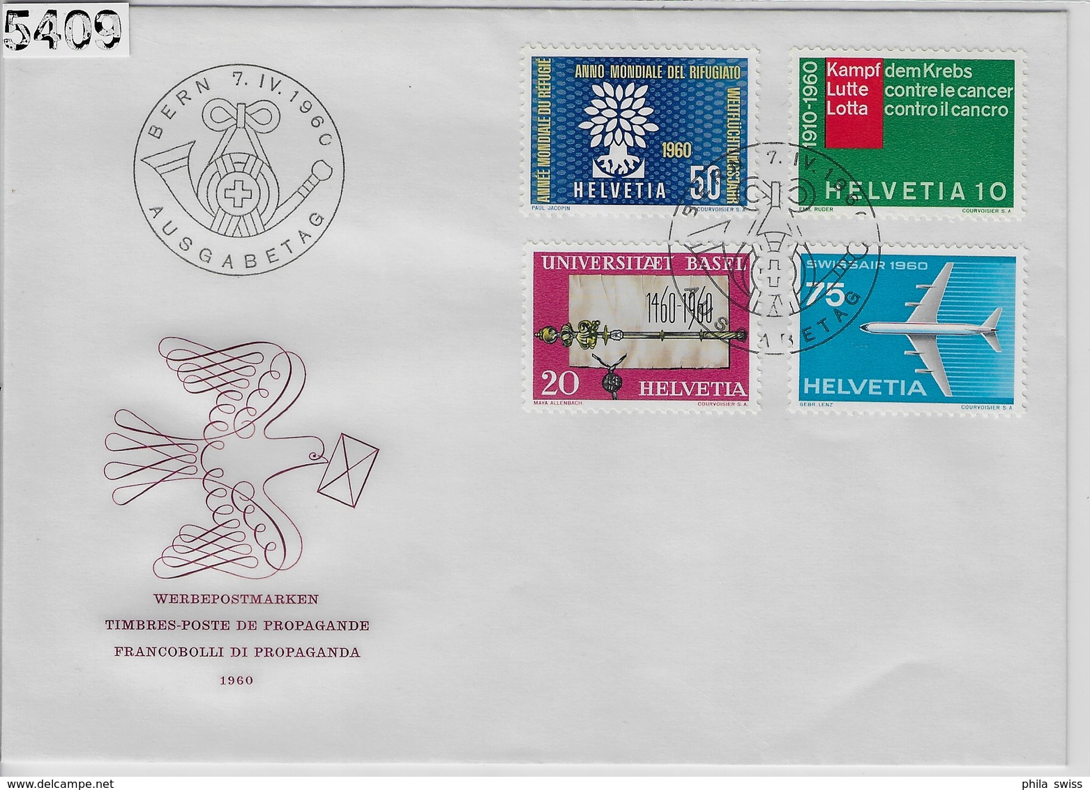 1960 Werbe Propaganda 351-354/692-695 FDC Bern Ausgabetag 7.IV.60 - FDC