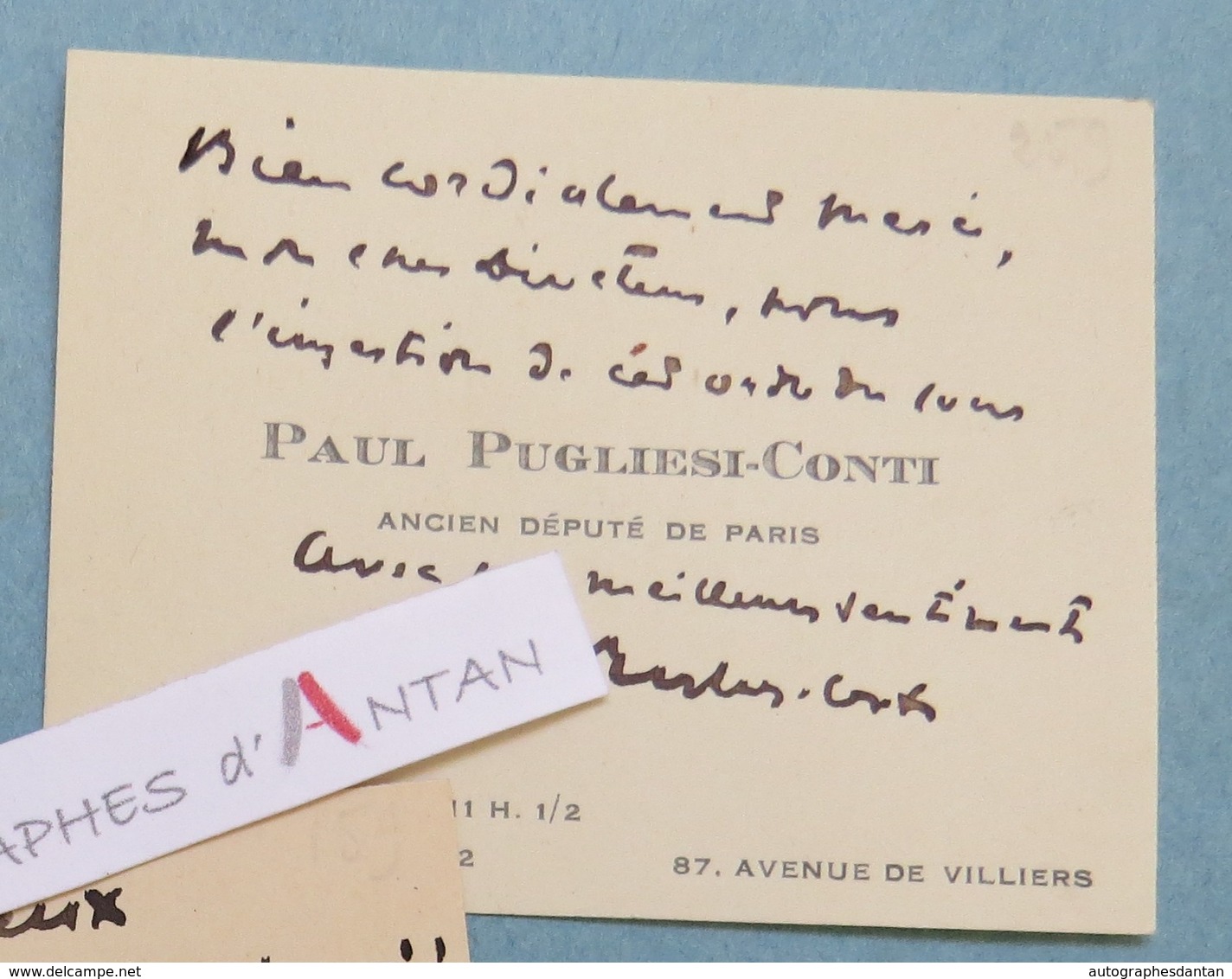 CDV Autographe Paul PUGLIESI CONTI - Avocat Ancien Député De Paris Né à Saint-Pons-de-Mauchiens - Carte De Visite - Autres & Non Classés