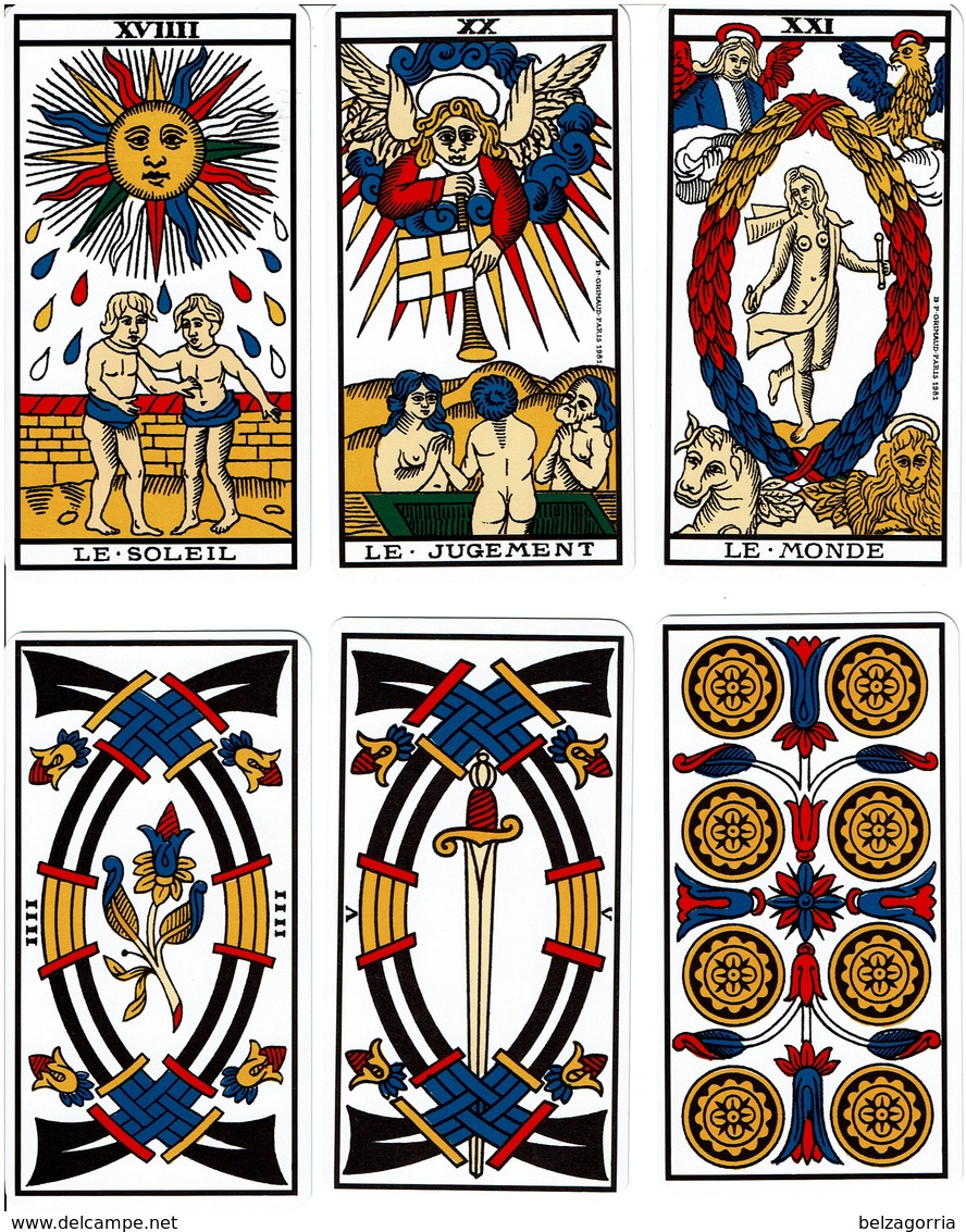 ANCIEN TAROT DE MARSEILLE DIVINATOIRE VOYANCE CARTOMANCIE TCHALAÏ pour GRIMAUD 1981 TOUS SCANNER COMPLET