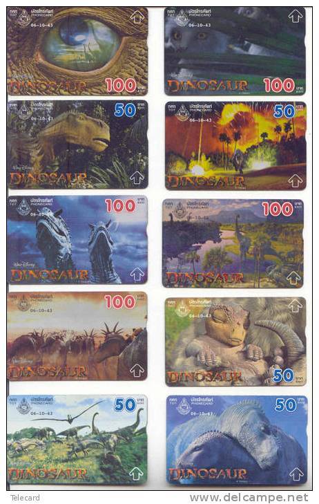 Disney Set De 10 Telecartes * DINOSAUR DINO De THAILAND * FILM * MOVIE * CINEMA * KINO - Disney