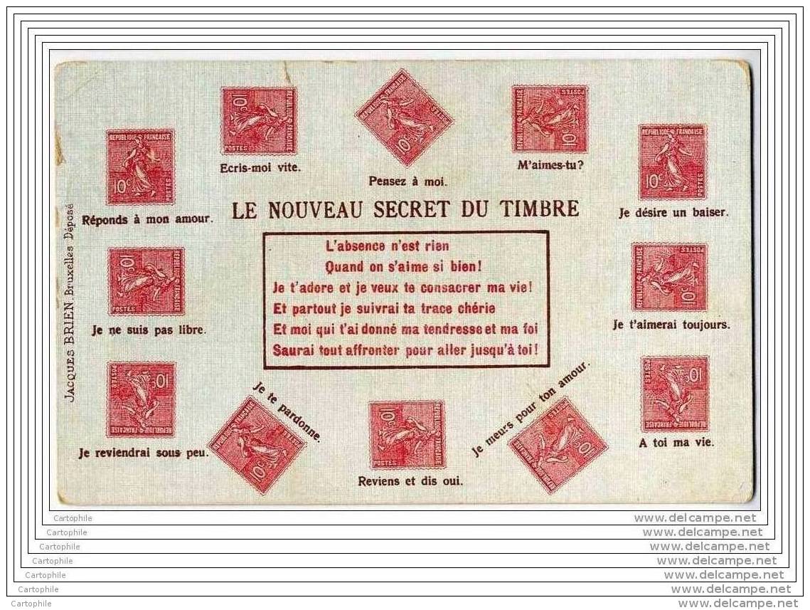 Carte Postale Avec Timbres Representes - Le Nouveau Secret (semeuse Lignee) - Francobolli (rappresentazioni)