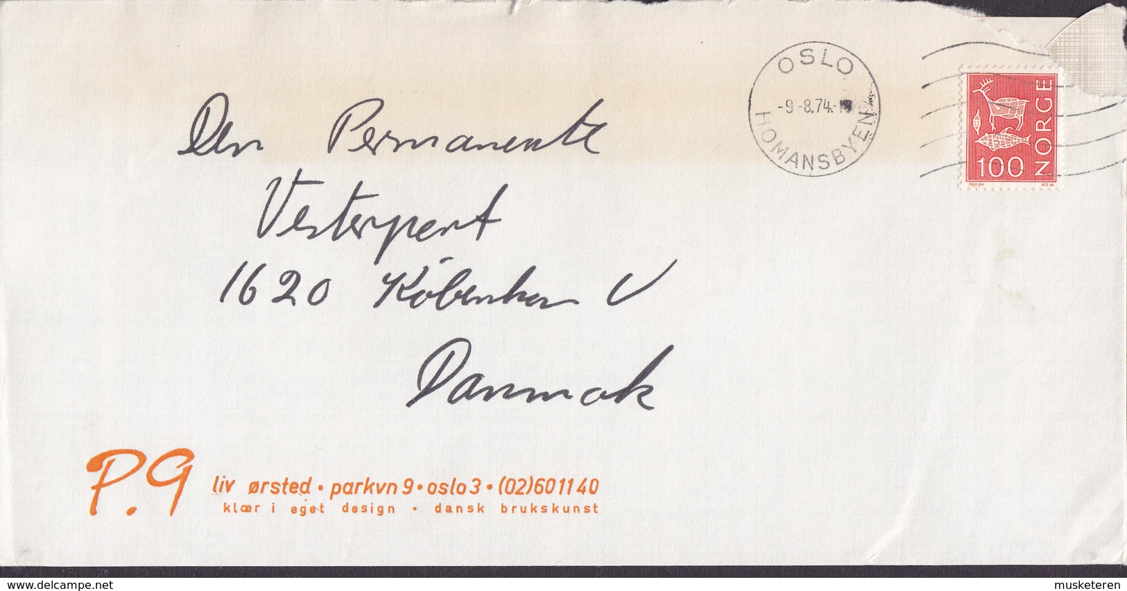 Norway LIV ØRSTED Dansk Brukskunst OSLO HOMANSBYEN 1974 Cover Brief Denmark - Briefe U. Dokumente