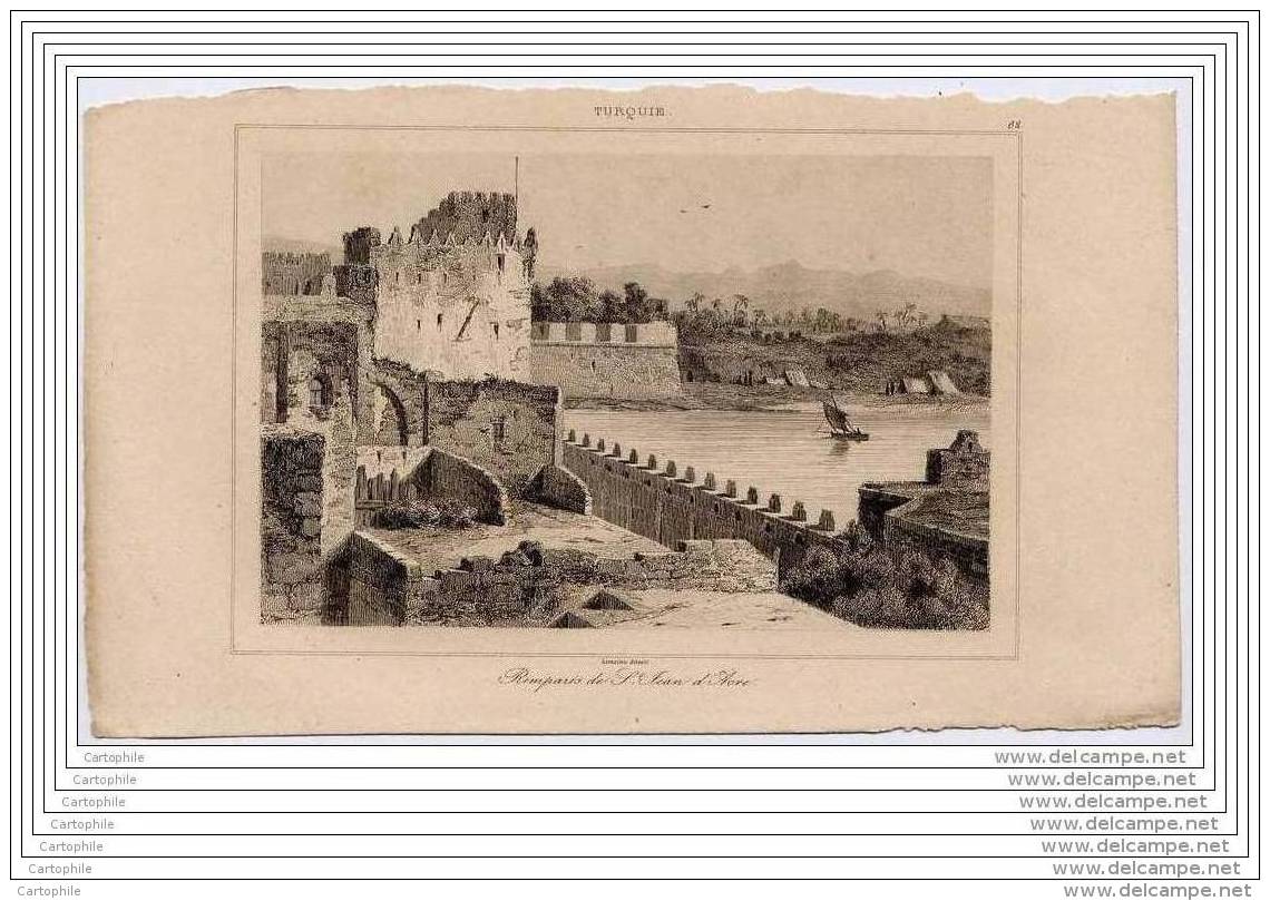 TURQUEY TURQUIE - Engraving 19th Century - Remparts De Saint Jean D Acre - Estampes & Gravures