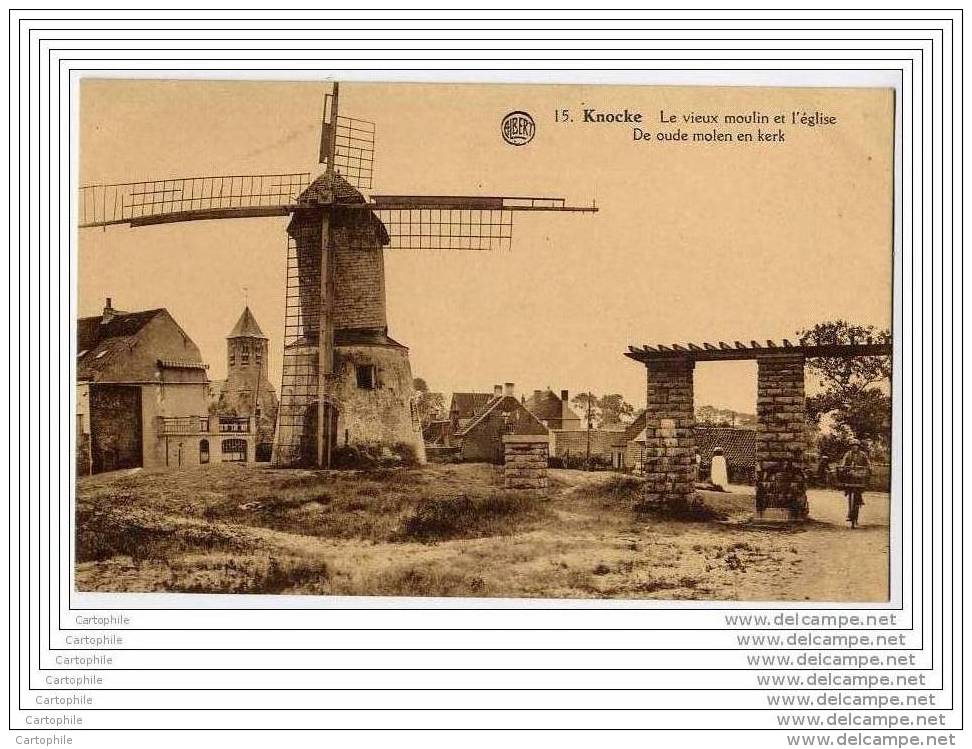 KNOCKE - Le Vieux Moulin A Vent Et L Eglise - De Oude Molen En Kerk - Knokke