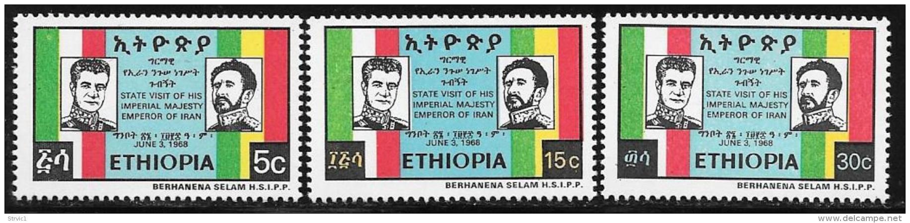 Ethiopia, Scott # 502-4 MNH Shah Pahlavi Visit, 1968 - Ethiopia