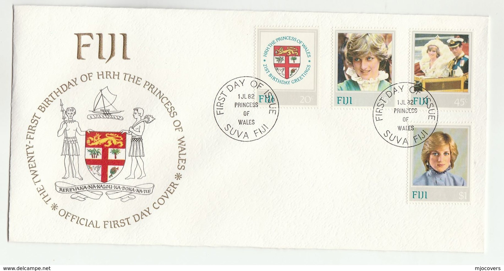 1982 FIJI  FDC Stamps PRINCESS DIANA BIRTHDAY HERALDIC LION  TREE Cover Royalty - Fiji (1970-...)