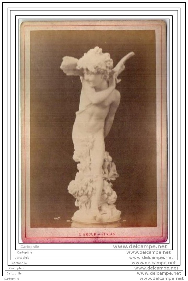 Exposition Universelle De 1878 A Paris - Photo Sur Carton - Sculpture De L Amour Ange - Italie Italia - Anciennes (Av. 1900)