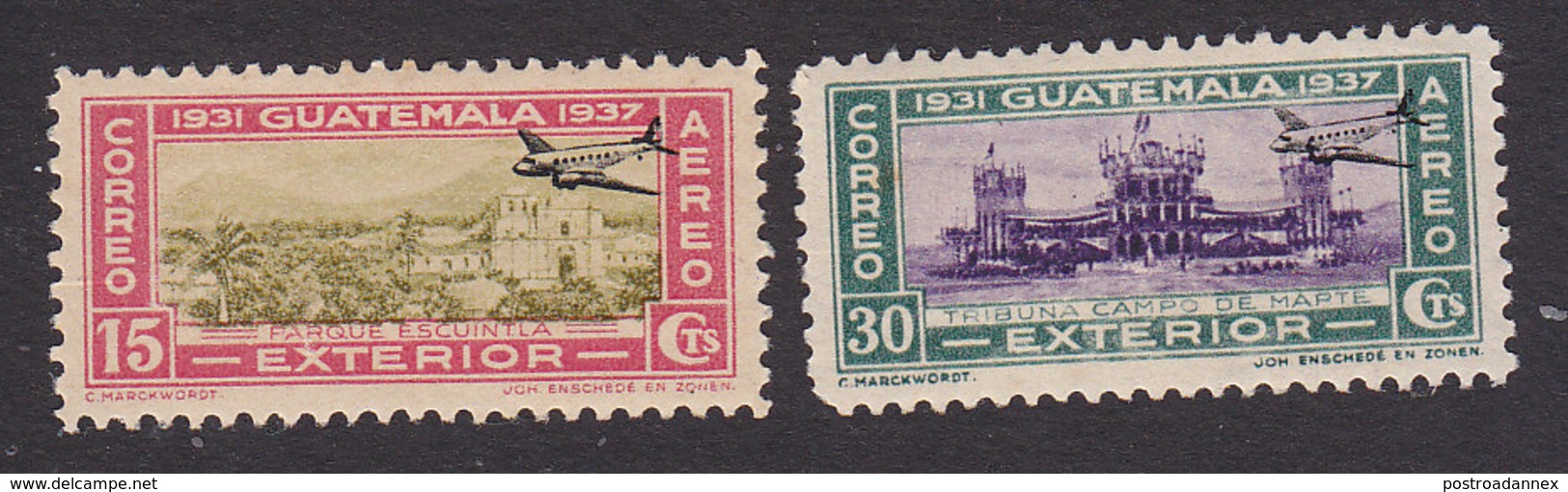 Guatemala, Scott #C85, C88, Mint Hinged, Scene Of Guatemala, Issued 1937 - Guatemala