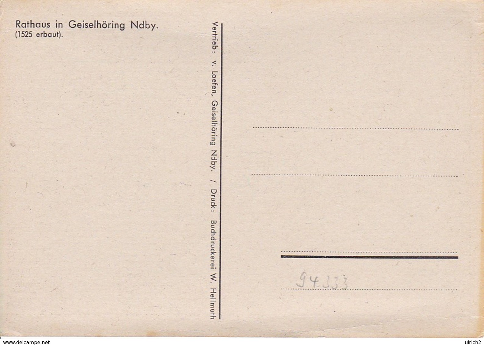 AK Geiselhöring - Rathaus - Niederbayern - Künstlerkarte (35142) - Straubing