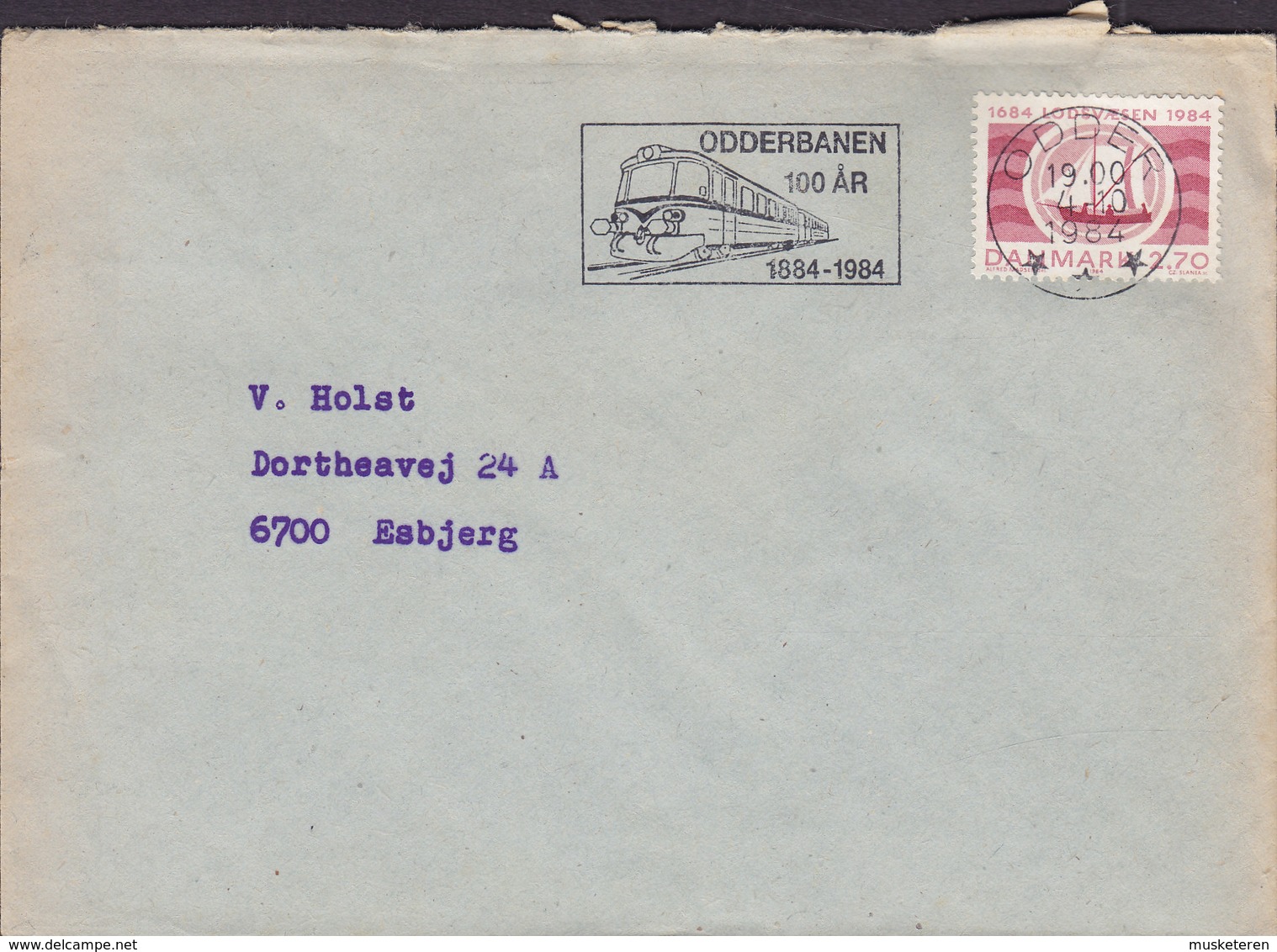 Denmark Slogan Flamme 'Odderbanen 100 år' ODDER 1984 Cover Brief Train Zug Chemin (Cz. Slania) Stamp - Briefe U. Dokumente