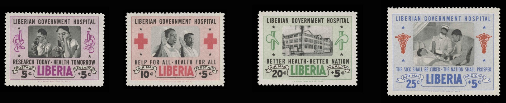 Liberia Scott #B-19 + CB-4-6, Set Of 4 (1954) Liberian Government Hospital, Mint Never Hinged - Liberia