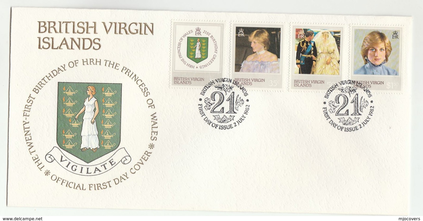 1982 BRITISH VIRGIN ISLANDS  FDC Stamps PRINCESS DIANA BIRTHDAY OIL LAMP Cover Royalty  Heraldic Energy Minerals - British Virgin Islands