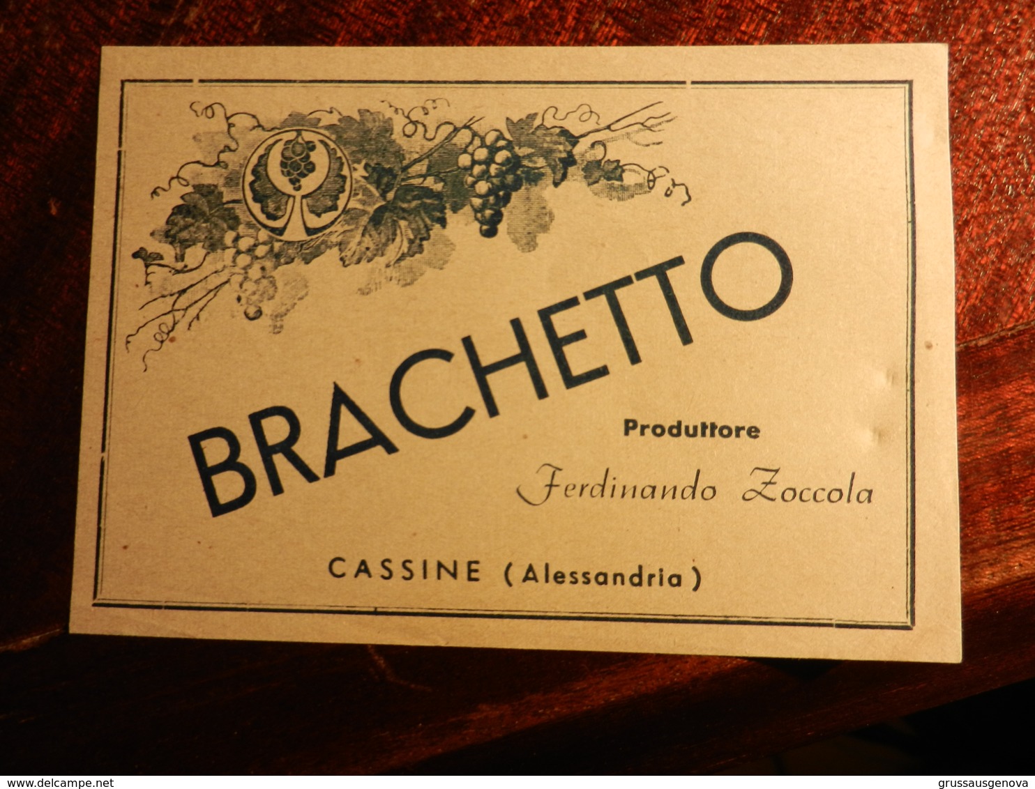 17392) ETICHETTA PER VINO O LIQUORE BRACHETTO CASSINE ALESSANDRIA NON RECENTE - Vino Rosato