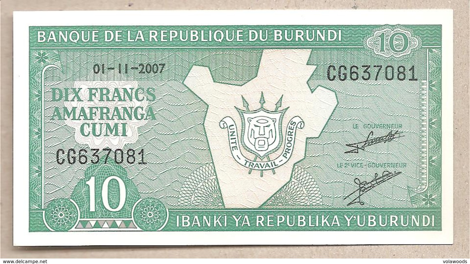 Burundi - Banconota Non Circolata FdS Da 10 Franchi P-33e.2 - 2007 - Burundi