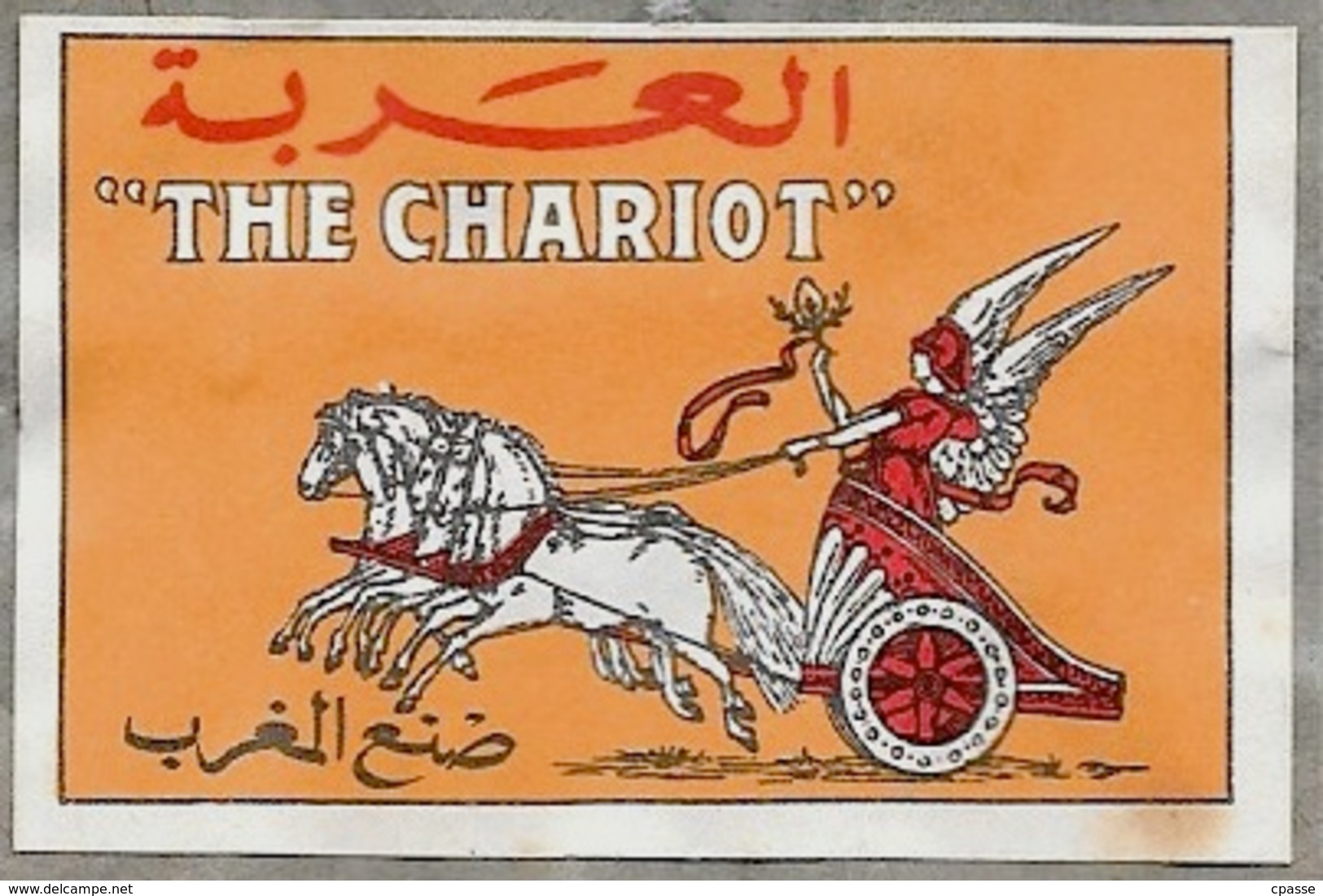 "THE CHARIOT" Etiquette De Boite D'Allumettes Sur Fragment De Son Support Papier ** Autour Du Tabac - Char Antique - Boites D'allumettes - Etiquettes