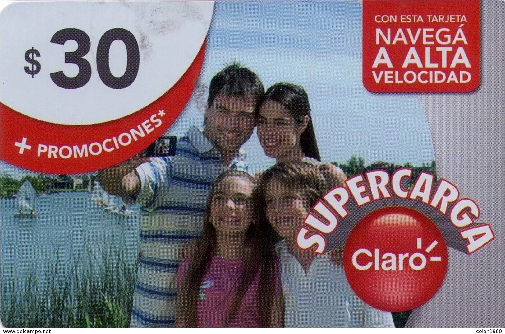 TARJETA TELEFONICA DE ARGENTINA, PREPAGO. CLARO-0016, 30/08/2011 SUPERCARGA $30. (066) - Argentinië