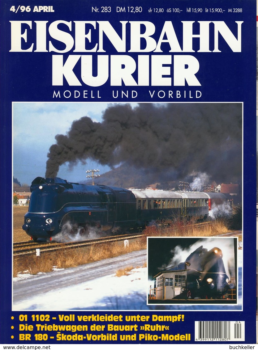 Eisenbahn Kurier 4/1996 Nr. 283: 01 1102 - Voll Verkleidet Unter Dampf, Die Triebwagen Der Bauart "Ruhr", BR 180 - Automobile & Transport