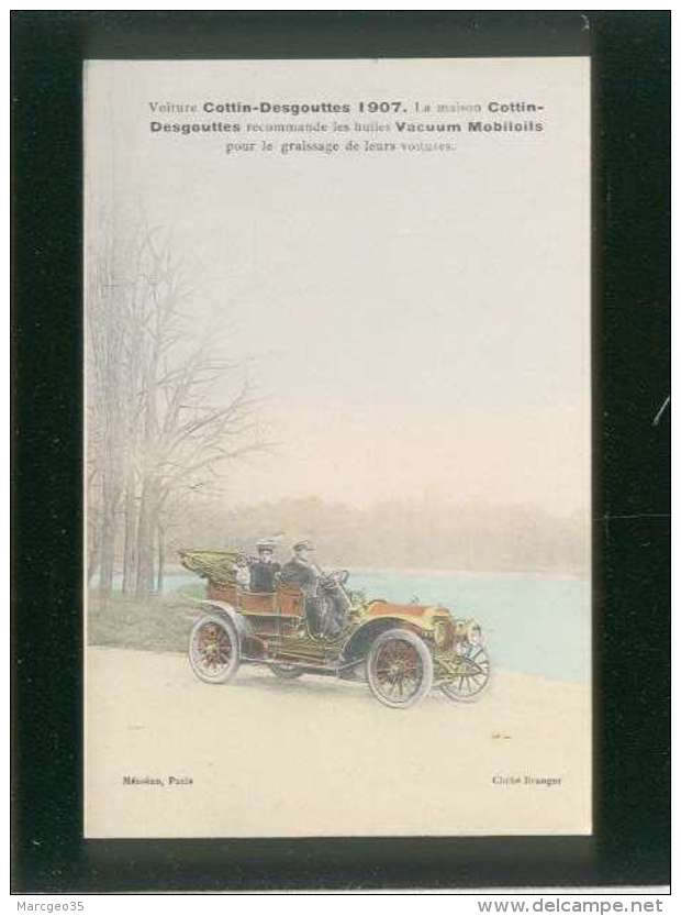 Voiture Cottin Desgouttes 1907 Huiles Vacuum Mobiloils édit. Mésséan  Branger , Rare Publicité Automobile - Passenger Cars