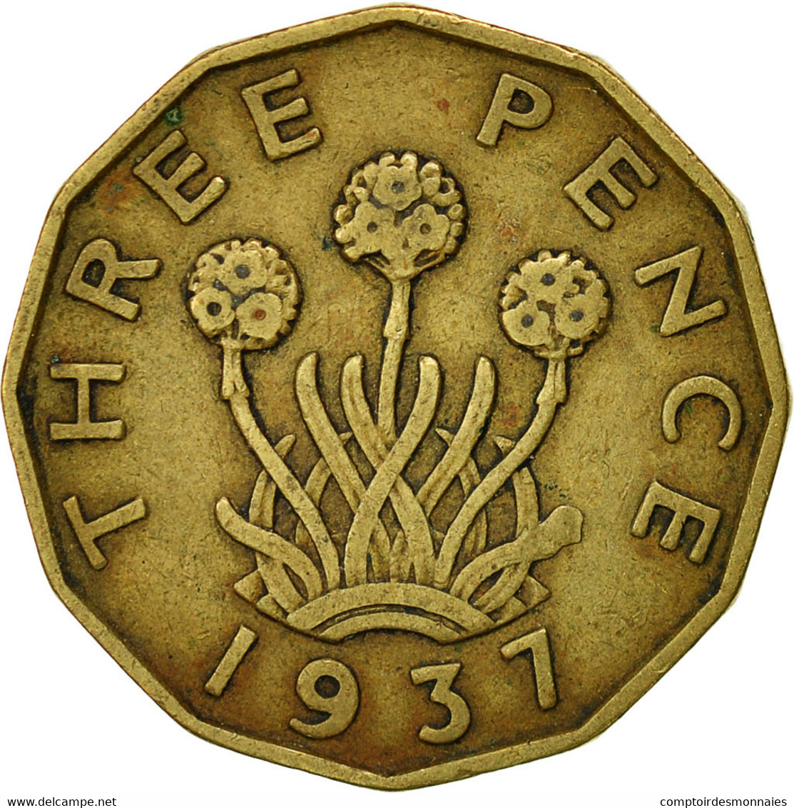 Monnaie, Grande-Bretagne, George VI, 3 Pence, 1937, TTB, Nickel-brass, KM:849 - F. 3 Pence