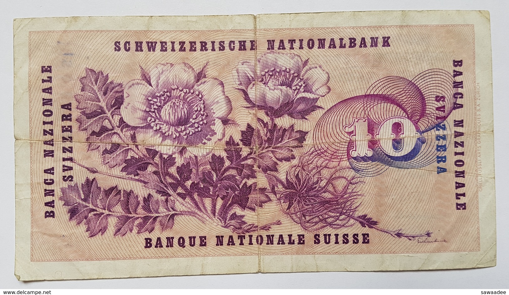 BILLET SUISSE - P.45m (signe 49) - 10 FRANCS - 13 MAI 1968 - GOTTFRIED KELLER - FLEUR ALPINE - Suisse