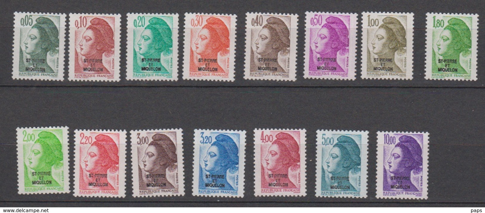 S.P.M.-1986-N°455/469** TYPE LIBERTE DE GANDON SURCHARGES - Neufs