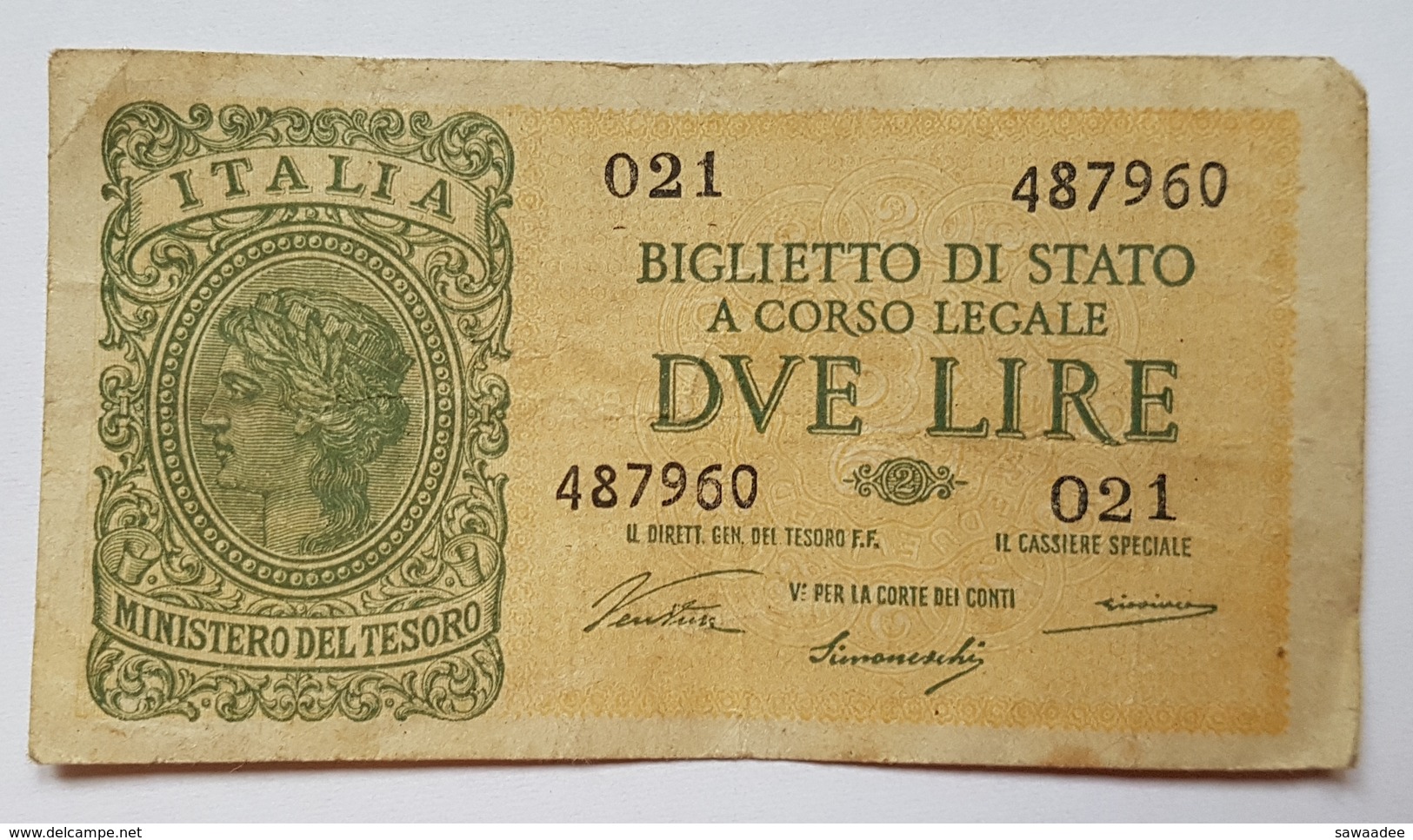 BILLET ITALIE - ROYAUME D'ITALIE - P.30a - 2 LIRES - 23/11/44 - ITALIA - Italia – 2 Lire