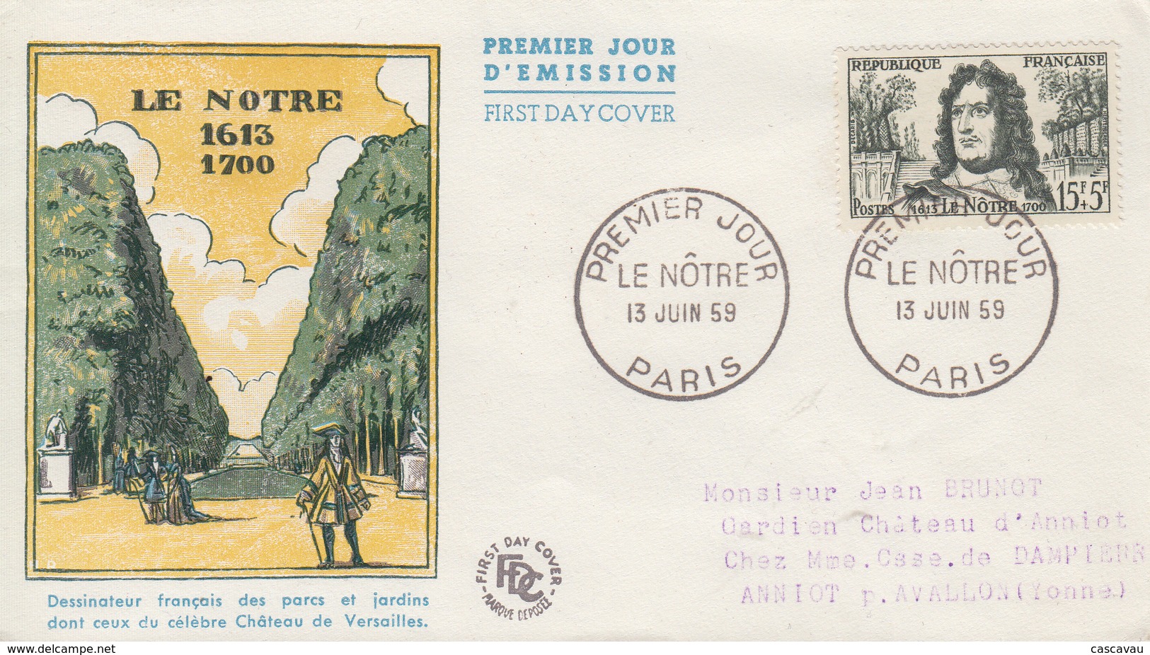 Enveloppe  FDC  1er  Jour   FRANCE   LE  NOTRE   1959 - 1950-1959