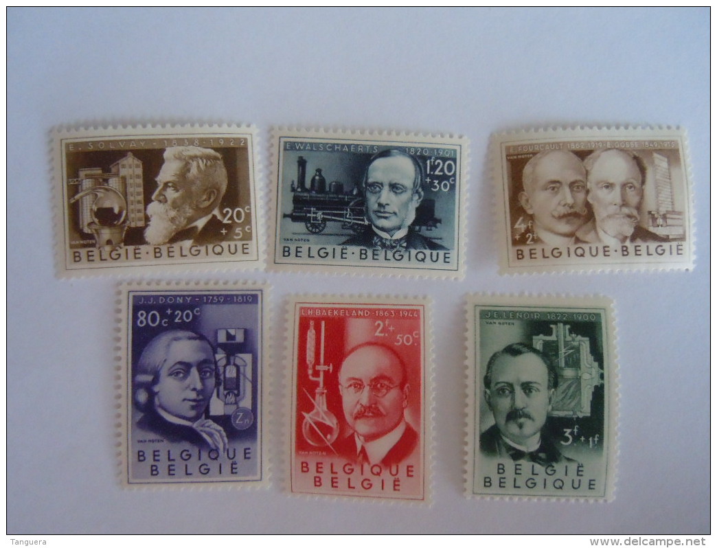 België Belgique 1955 Uitvinders Inventeurs Solvay Dony Baekeland Lenoir Fourcault Gobbe 973-978  MH * - Nuevos