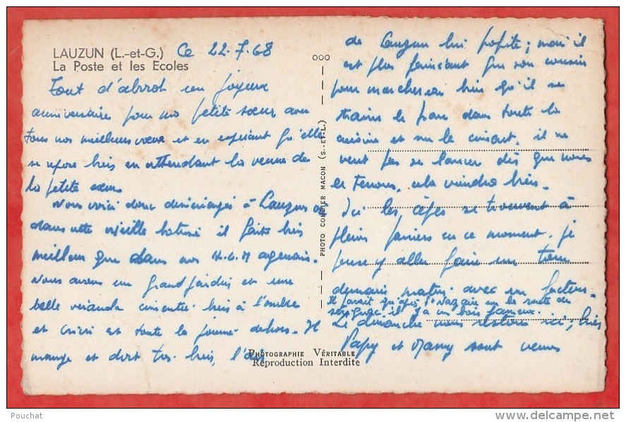 L22- 47) LAUZUN (LOT ET GARONNE)  LA POSTE ET LES ECOLES   - (2 SCANS) - Autres & Non Classés