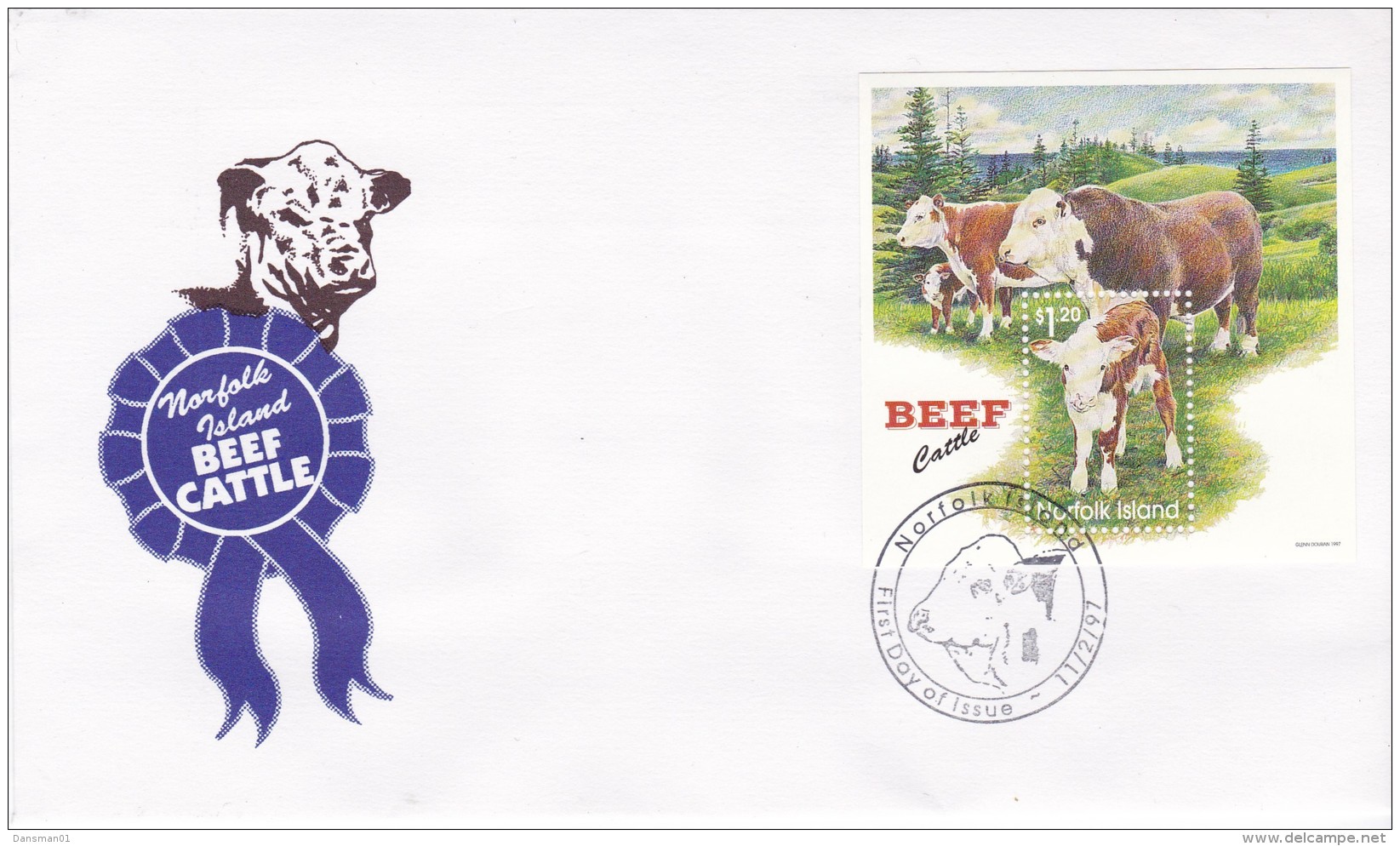 Norfolk Island 1997 Cattle Sc 616 FDC - Ile Norfolk