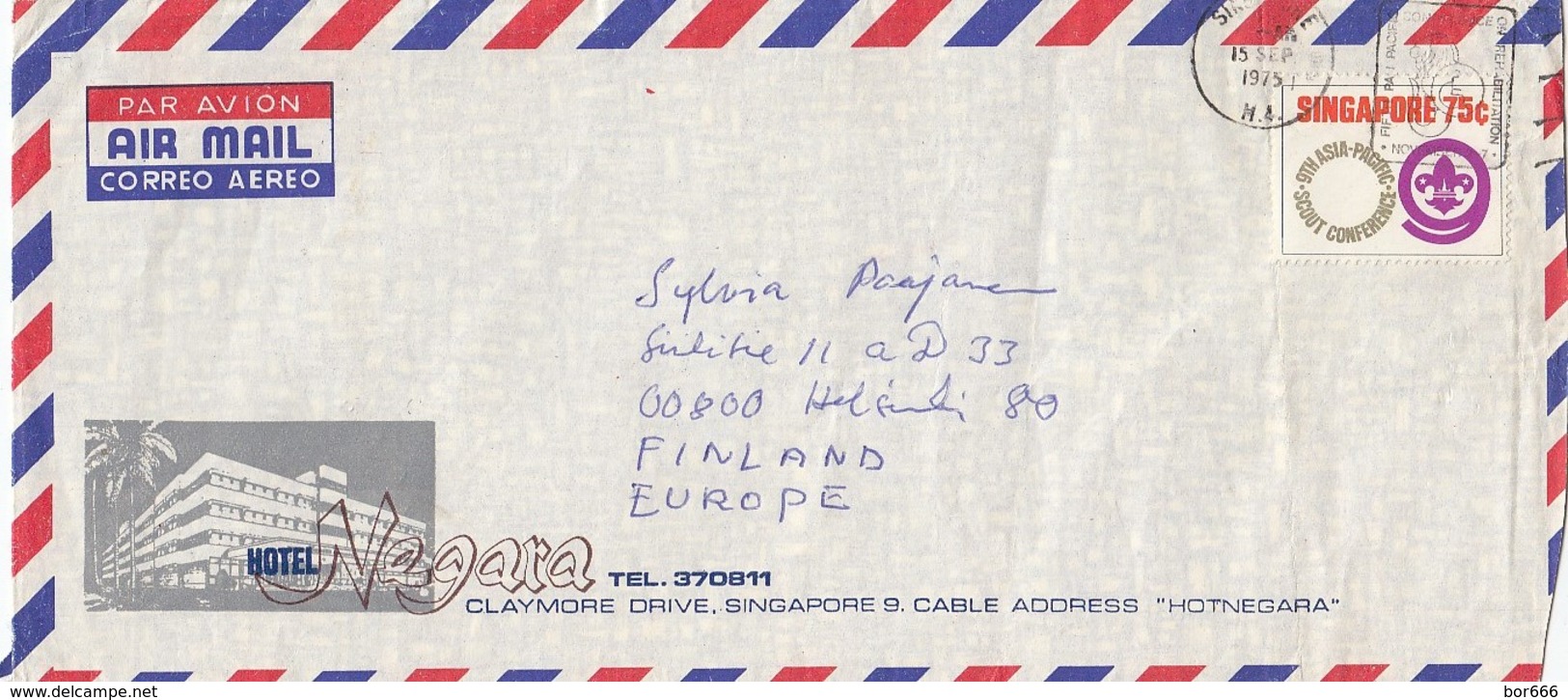 GOOD SINGAPORE Postal Cover To FINLAND 1975 - Good Stamped: Scouting - Singapore (1959-...)