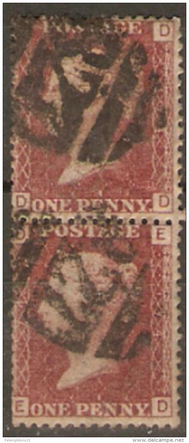 Great Britain 1858  1d Red  Plate  174  Fine Used  Pair - Used Stamps