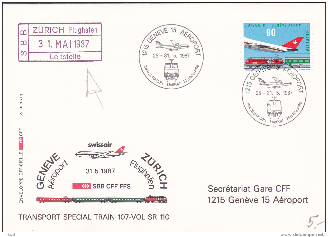 Transport Spécial Train 107-Vol SR 110 / Genève Aéroport-Zürich - 31.5.1987 - Sonstige & Ohne Zuordnung