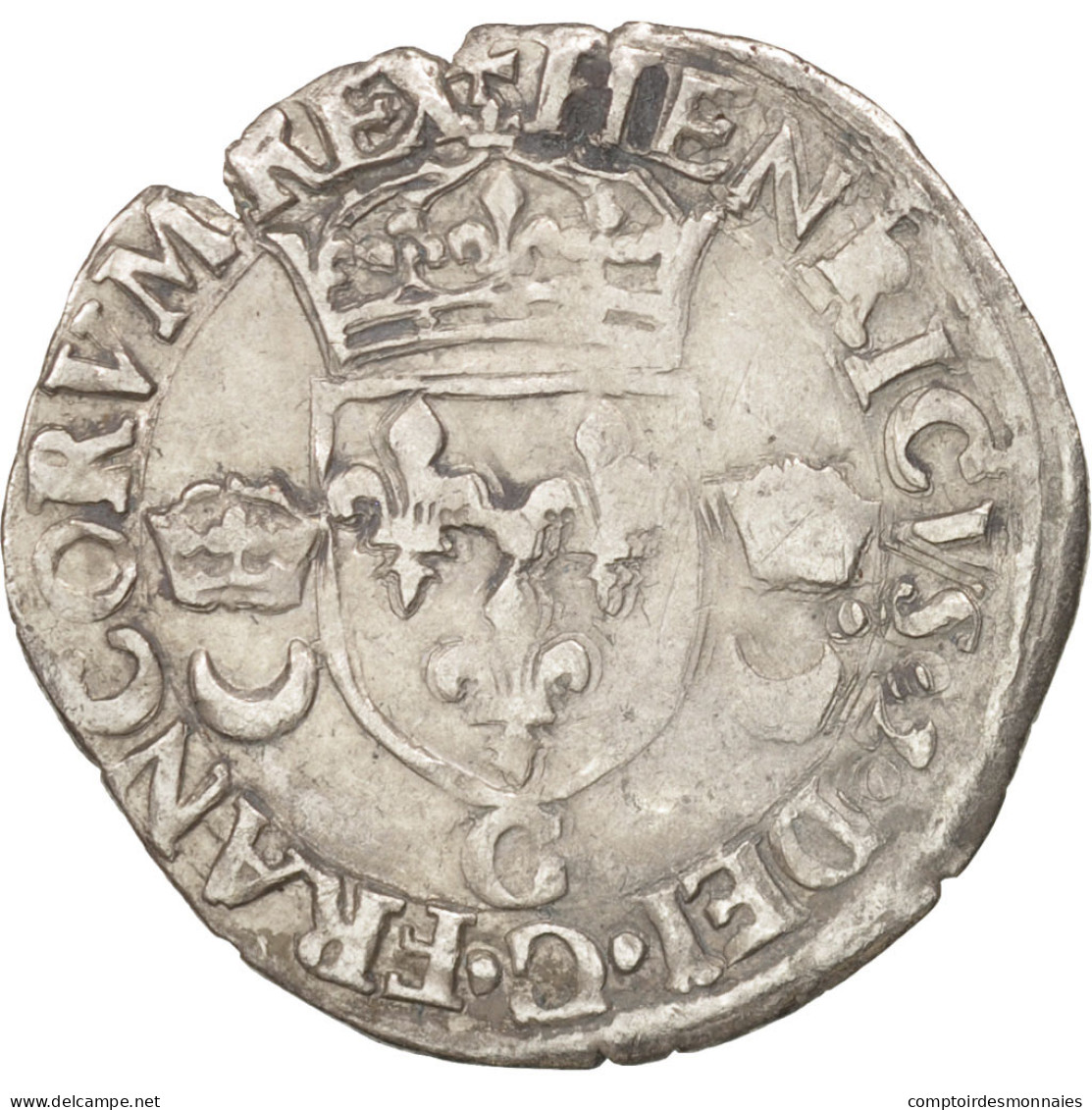 Monnaie, France, Douzain Aux Croissants, 1550, Poitiers, TB+, Billon - 1547-1559 Henri II